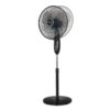 BLACK+DECKER 16-In. 3-Speed Dual-Blade Oscillating Stand Fan with Remote, Black, BFSD116B