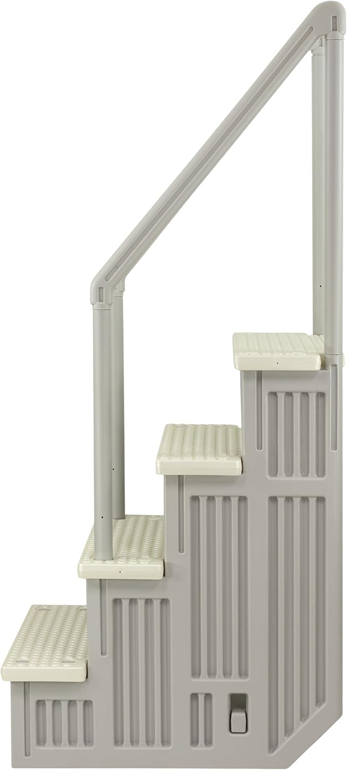 618GMvdIqPL._AC_SL1500_.jpg Aqua Select Anti-Slip in-Pool Steps | Cloud Gray/Pearl White Steps | for Above Ground Swimming Pools | Can Mount to Decks 48" to 54" H | Safety Stairs Capacity Up to 350 lbs