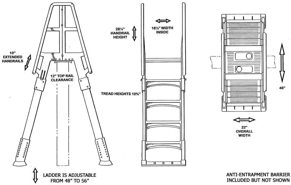 619CLaRJIGL._AC_SL1046_.jpg Vinyl Works A Frame Ladder with Barrier for Swimming Pools 48 to 56" Tall, Taupe