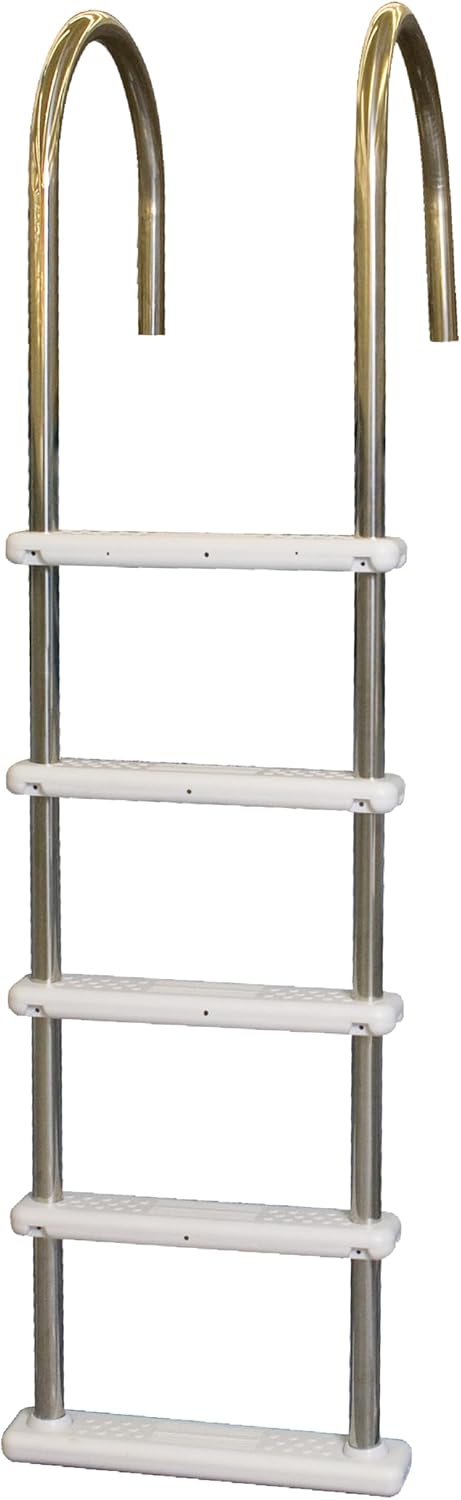 Poolzilla in-Pool Ladder - Deck Mounted Stainless Steel/Resin Entry and Exit System with Swivel Base Step, Supports up to 250 LBS - for 48’’ to 54’’ in. Swimming Pools