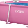INTEX 28267EH Rectangular Frame 8 ft 6 in x 5 ft 4 in x 26 in Above Ground Pool, Swimming Pool with Steel Frame, Pink - Pump Not Included