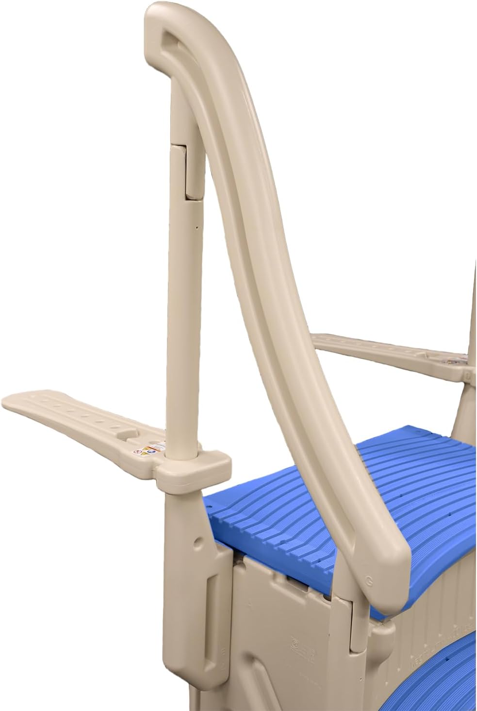 61BC5HR4ulL._AC_SL1500_.jpg Confer Plastics Curved Drop-in Inground Pool Step 3 Tread Stair Entry System w/ 2 Handrails & Adjustable Mounting Brackets - Base Step, Blue Treads