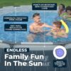 Bestway Steel Pro MAX 15' x 42" Above Ground Pool, Round Metal Frame Outdoor Swimming Pool Set with LED Light, Filter Pump, Ladder, & Cover, Dark Gray