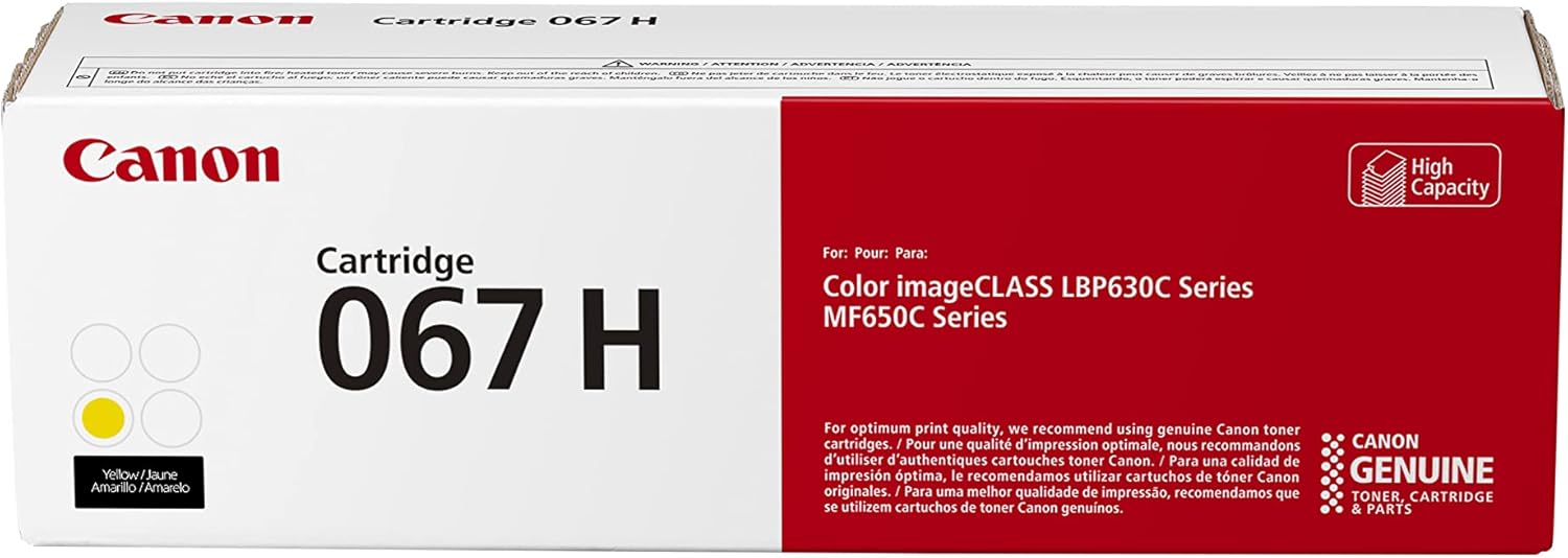 Canon Genuine 067 Yellow Toner Cartridge High Capacity Compatible with LBP633Cdw, LBP632Cdw, MF652Cdw, MF653Cdw, MF654Cdw, MF656Cdw
