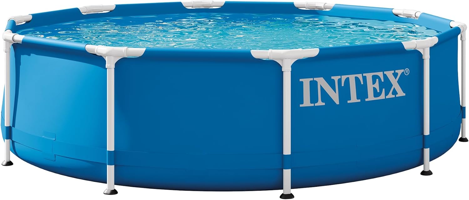 Intex 28200EH 10 Foot x 30 Inch 4 Person Outdoor Metal Frame Above Ground Round Swimming Pool with Easy Set-Up (Pump Not Included)