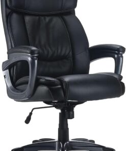 STAPLES Lockland Ergonomic Managers Office Chair, Big & Tall Cushioned, Adjustable Height, Metal Frame, Bonded Leather, for Workspace, Home, or Gaming, Black