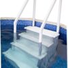 Aqua Select Anti-Slip in-Pool Steps | White | for Above Ground Swimming Pools | Can Mount to Decks 48" to 54" H | Safety Stairs Capacity Up to 350 lbs