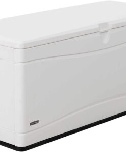 LIFETIME Outdoor Storage Deck Box, 130 Gallon, Arctic White, Lockable, UV-Protected, for Decks and Marine Docks