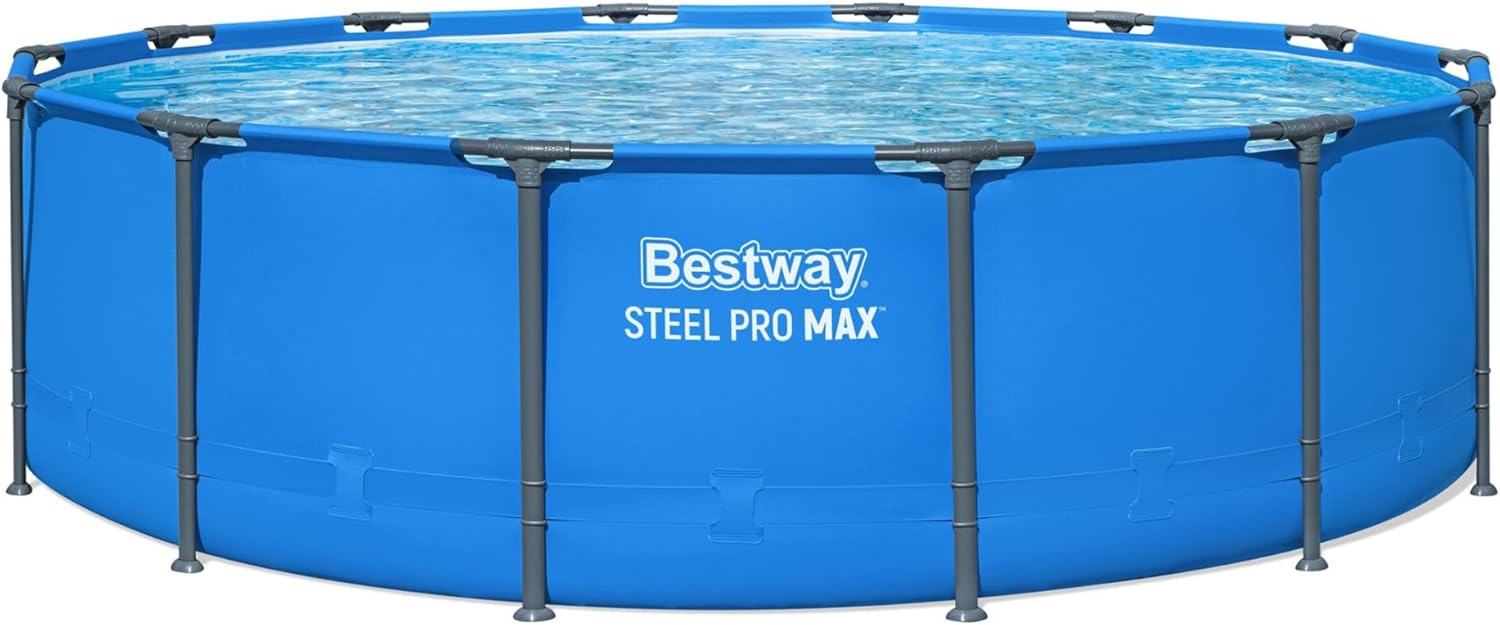 Bestway Steel Pro MAX 14’ x 42" Above Ground Pool, Round Metal Frame Outdoor Swimming Pool for Backyard, Blue, Pool ONLY
