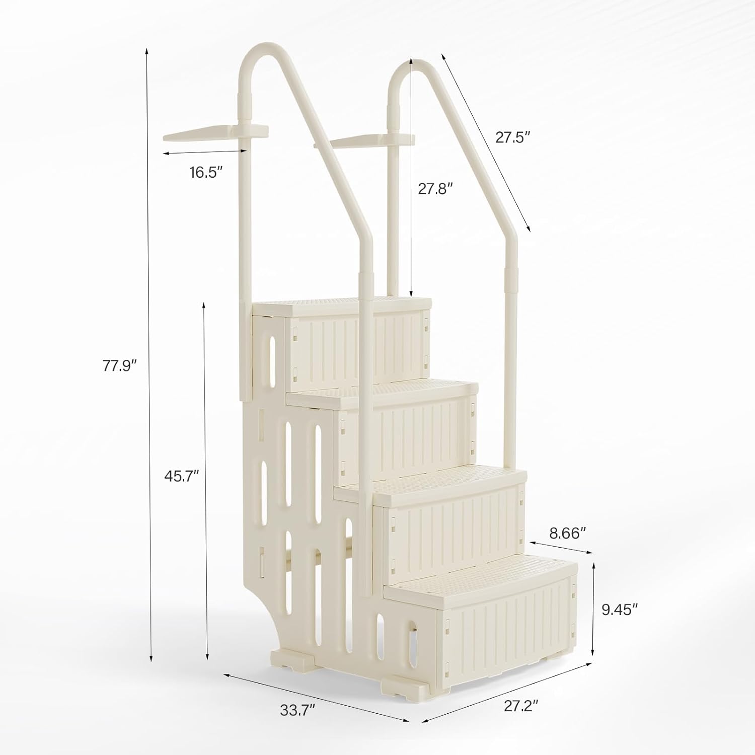 61HzlA6-YVL._AC_SL1500_.jpg VINGLI Pool Ladder Heavy-Duty Safety Step for Above Ground Pools Stair Entry System with Handrails, Beige (Full Beige, 4 Steps)