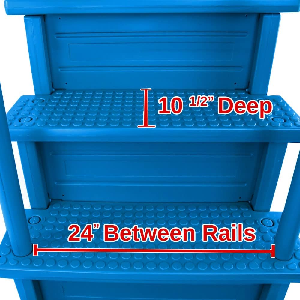 61IXDyZc37L._AC_SL1000_.jpg Aqua Select Anti-Slip in-Pool Steps | Blue | for Above Ground Swimming Pools | Can Mount to Decks 48" to 54" H | Safety Stairs Capacity Up to 350 lbs