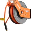 VEVOR Retractable Air Hose Reel, 3/8 Inch x 50 FT Hybrid Air Hose Max 300PSI, Auto Rewind Air-Compressor Hoses Reel with 5 ft Lead in, 180° Swivel Ceiling/Wall Mount for Garage Workshops