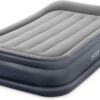 INTEX 64131ED Dura-Beam Plus Deluxe Pillow: Fiber-Tech – Twin Size – Built-in Electric Pump – 16.5in Bed Height – 300lb Weight Capacity