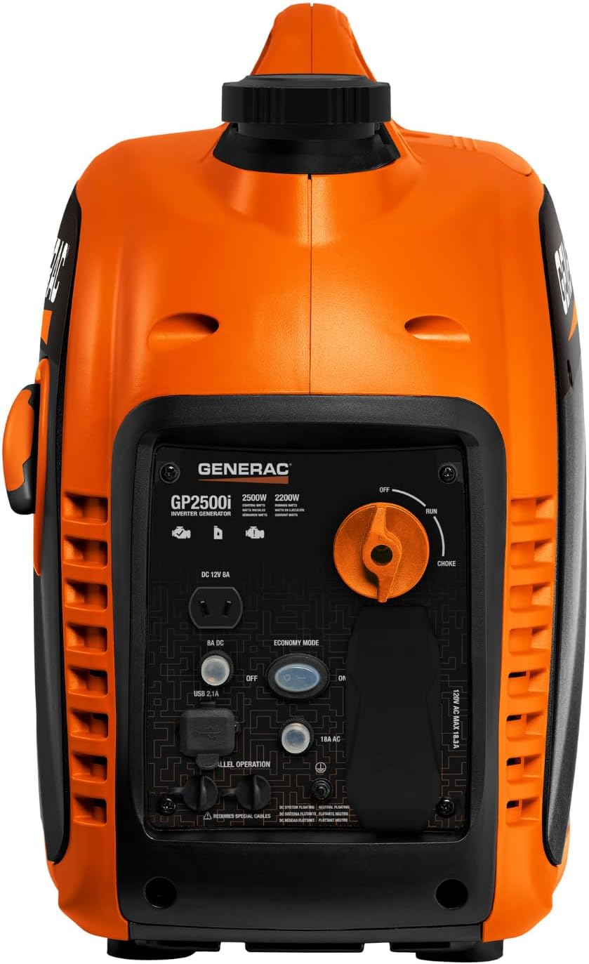 Generac 2,500-Watt Gas Powered Portable Inverter Generator - Lightweight and Compact Design - Produces Clean, Stable Power - Quiet Operation - Great for Home Backup, Camping, and RV Use Generac 2,500-Watt Gas Powered Portable Inverter Generator - Lightweight and Compact Design - Produces Clean, Stable Power - Quiet Operation - Great for Home Backup, Camping, and RV Use - Image 7