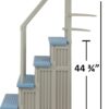 Aqua Select Anti-Slip in-Pool Steps | Cloud Gray/Tranquil Blue Steps | for Above Ground Swimming Pools | Can Mount to Decks 48" to 54" H | Safety Stairs Capacity Up to 350 lbs