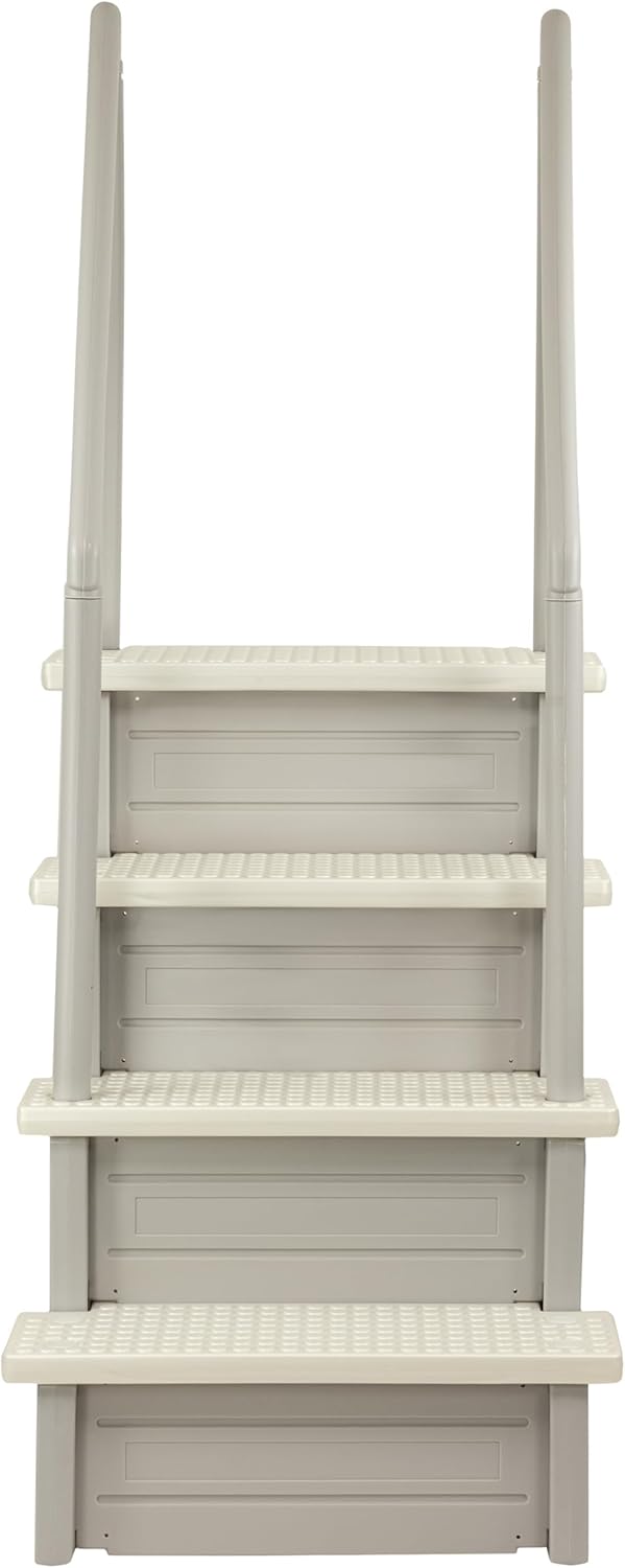 61MPk13njpL._AC_SL1500_.jpg Aqua Select Anti-Slip in-Pool Steps | Cloud Gray/Pearl White Steps | for Above Ground Swimming Pools | Can Mount to Decks 48" to 54" H | Safety Stairs Capacity Up to 350 lbs