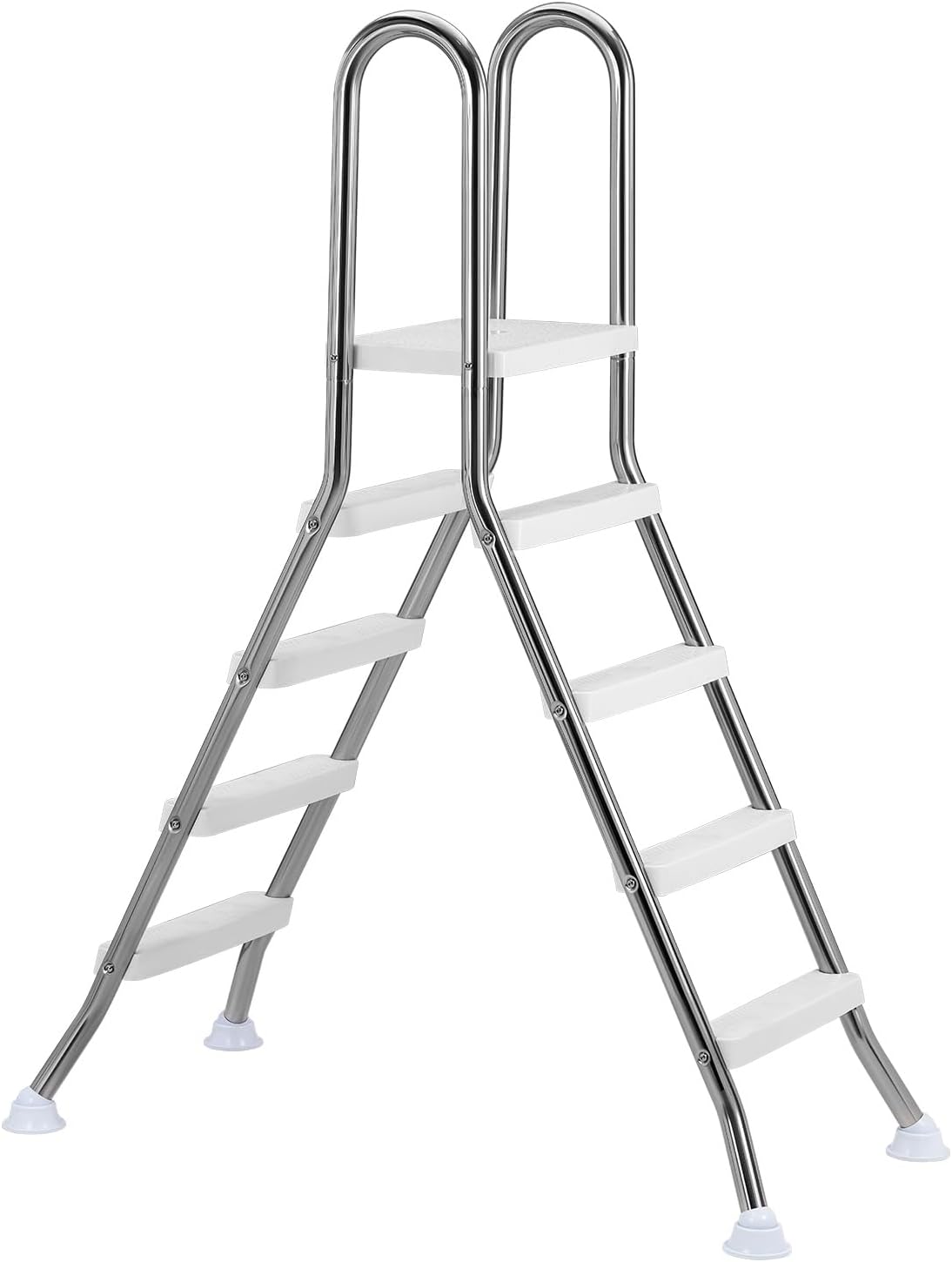61Mi9dmB80L._AC_SL1500_.jpg VEVOR Above Ground Pool Ladder, Stainless Steel A-Frame Swimming Pool Stairs for 49.2 in High Wall, 300 lbs Capacity Heavy Duty Entry/Exit Steps with Secure Non-Slip 3 Steps and Platform, Silver