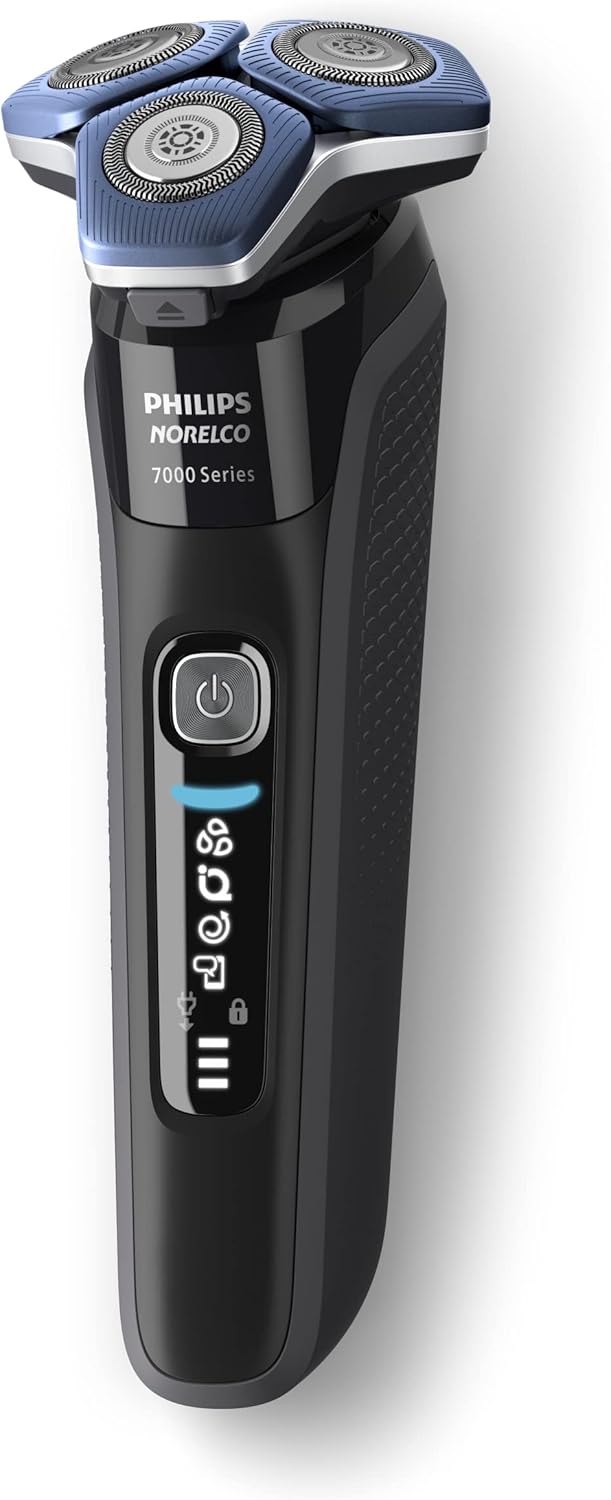 61N51Y1AhJL._AC_SL1500_.jpg Philips Norelco Shaver 7600, Rechargeable Wet & Dry Electric Shaver with SenseIQ Technology, Quick Clean Pod, Travel Case & Pop-up Trimmer, S7886/84