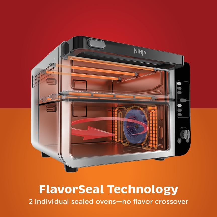 Ninja DCT451 12-in-1 Smart Double Oven with FlexDoor, Thermometer, FlavorSeal, Smart Finish, Rapid Top Convection and Air Fry Bottom , Stainless Steel Ninja DCT451 12-in-1 Smart Double Oven with FlexDoor, Thermometer, FlavorSeal, Smart Finish, Rapid Top Convection and Air Fry Bottom , Stainless Steel - Image 8