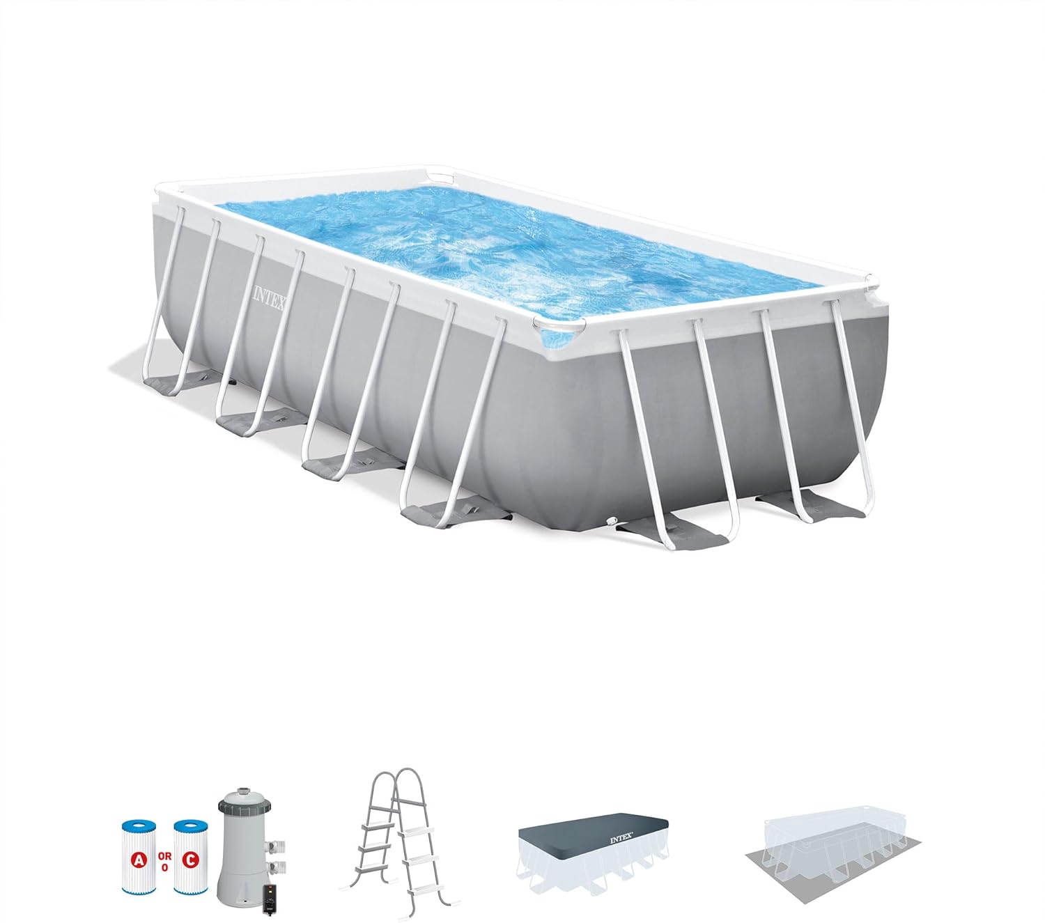 INTEX 26791EH Prism Frame Premium Rectangular Above Ground Swimming Pool Set: 16ft x 8ft x 42in – Complete Set Includes 1000 GPH Cartridge Filter Pump INTEX 26791EH Prism Frame Premium Rectangular Above Ground Swimming Pool Set: 16ft x 8ft x 42in – Complete Set Includes 1000 GPH Cartridge Filter Pump - Image 9