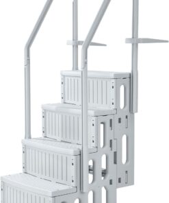 VEVOR Swimming Pool Ladder, 4-Step Double Handrails Stairs with Non-Slip Heavy Duty Steps, Reliable 400 lbs Max Load Capacity, for 48-54 in Inground & Above-Ground Pools of Any Decking Surface, Grey