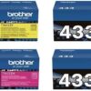 Brother TN433BK, TN433C, TN433M, TN433Y High Yield Black, Cyan, Magenta and Yellow Toner Cartridge Set