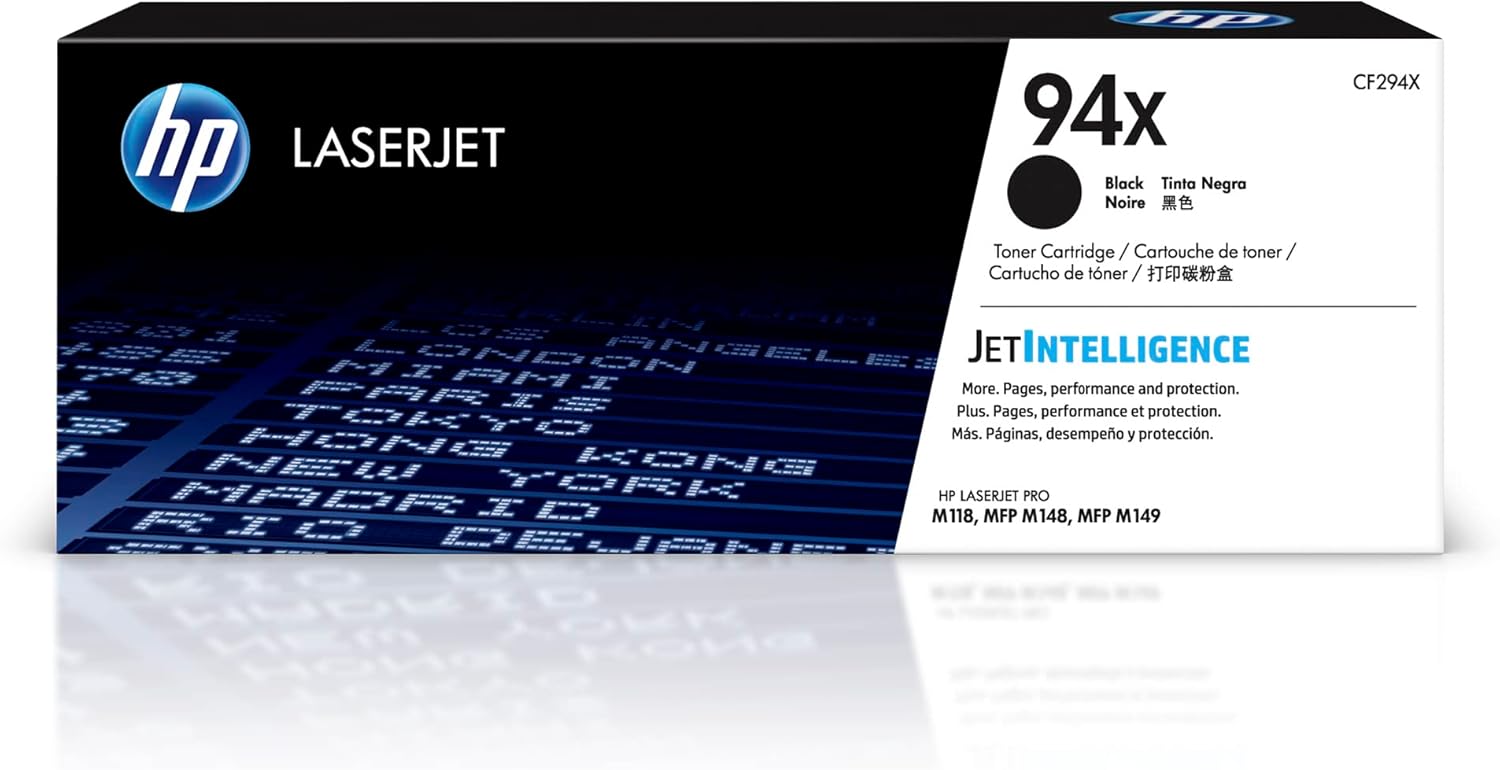 HP 94X Black High-Yield Toner Cartridge | Works LaserJet Pro M118 Series LaserJet Pro MFP M148, M149 Series | CF294X