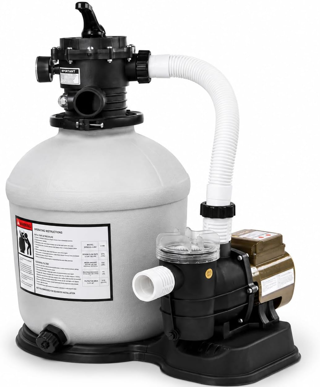 XtremepowerUS 16" Sand Filter Pump for Above Ground Swimming Pool 3/4 HP Pool Pump with Timer Function up to 15,000 Gallons Pool 3,100 GPH High-Flow Improved Circulation and Filtration