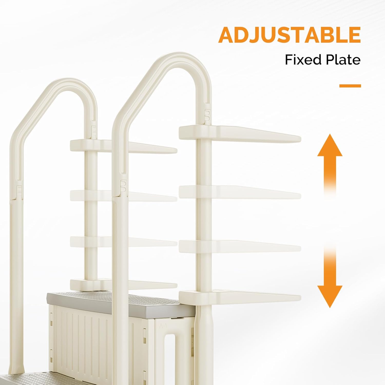 61XgVjcXUFL._AC_SL1500_.jpg VINGLI Pool Ladder Heavy-Duty Safety Step for Above Ground Pools Stair Entry System with Handrails, Beige and Grey (Beige & Gray, 3 Steps)