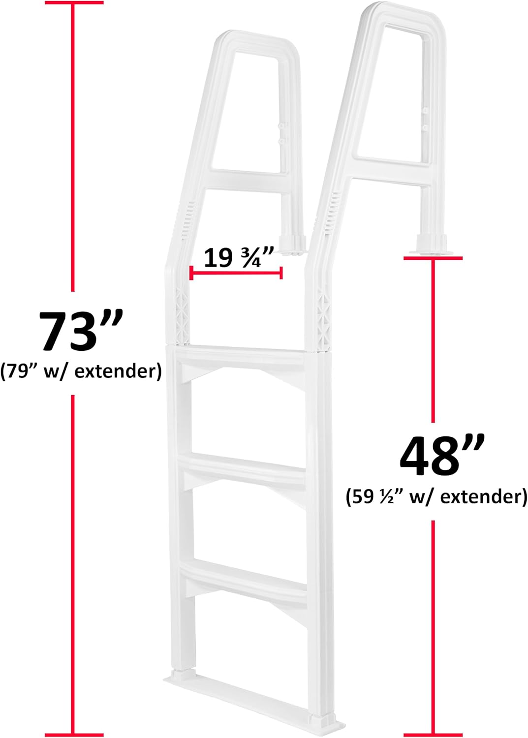 61Zw5xwAHL._AC_SL1500_.jpg Aqua Select Heavy-Duty in-Pool Ladder | White w/Squared Handles | Supports 300 Pounds | Easy-to-Install Design | White W/Squared Handles