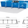 INTEX Rectangular Frame 14 ft 9 in x 7 ft 3 in x 33 in Above Ground Pool, Swimming Pool with Steel Frame, Pump Not Included