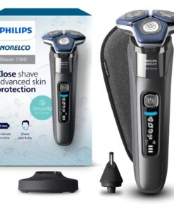 Philips Norelco Shaver 7300, Rechargeable Wet & Dry Electric Shaver with SenseIQ Technology, Pop-up Trimmer, Charging Stand, Click-on Nose Trimmer, & Travel Case, S7887/92