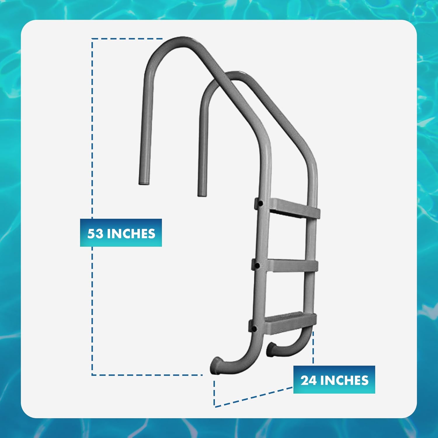 61b4dezNsGL._AC_SL1500_.jpg SAFTRON 3 Rung Step Ladder Metal Swimming Pool Handrail with Polymer Coat Finish for Fresh and Saltwater Inground Pool, Graphite Gray