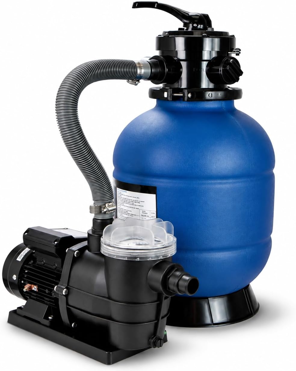 XtremepowerUS Sand Filter Pump System for Above Ground Swimming Pool, Multi-Port Valve, 2,220–4,500 GPH, Up to 18,000 Gallons, Multiple Sizes (13" Sand Filter with Pump)