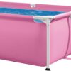INTEX 28267EH Rectangular Frame 8 ft 6 in x 5 ft 4 in x 26 in Above Ground Pool, Swimming Pool with Steel Frame, Pink - Pump Not Included