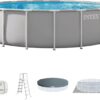 INTEX Prism Frame 20 ft x 52 in Above Ground Pool Set, Round Swimming Pool with Steel Frame, 1500 GPH Cartridge Filter Pump, Ladder, Cover, & Ground Cloth