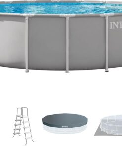 INTEX Prism Frame 20 ft x 52 in Above Ground Pool Set, Round Swimming Pool with Steel Frame, 1500 GPH Cartridge Filter Pump, Ladder, Cover, & Ground Cloth