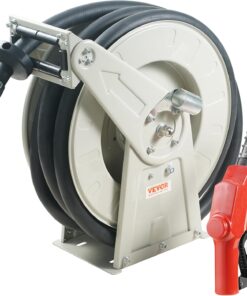 VEVOR Fuel Hose Reel, 1" x 33', Extra Long Retractable Diesel Hose Reel, Heavy-Duty Carbon Steel Construction with Automatic Fuel Nozzle, NBR Rubber Hose for Aircraft Ship Vehicle Tank Truck, 300 PSI