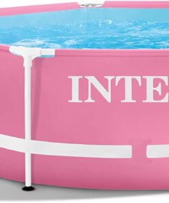 INTEX 28291EH Metal Frame Above Ground Swimming Pool Set: 8ft x 30in – Includes 330 GPH Cartridge Filter Pump – Puncture-Resistant Material – Rust Resistant – 751 Gallon Capacity – Pink
