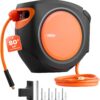 VEVOR Retractable Air Hose Reel, 3/8 Inch x 80 FT Hybrid Air Hose Max 300PSI, Enclosed Air-Compressor Hoses Reel Auto Rewind with 6.6 ft Lead in, 180° Swivel Ceiling/Wall Mount for Workshops
