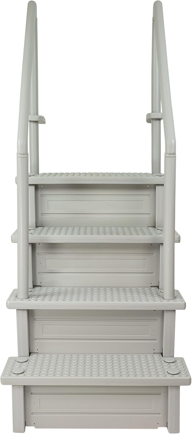 61g2wgB-jgL._AC_SL1500_.jpg Aqua Select Anti-Slip in-Pool Steps | Cloud Grey/Grey Steps | for Above Ground Swimming Pools | Can Mount to Decks 48" to 54" H | Safety Stairs Capacity Up to 350 lbs