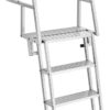 VEVOR Flip-Up Dock Ladder, 5-Step, Heavy-Duty Aluminum Alloy Pontoon Boat Swim Ladder, with Non-Slip Wide Steps, 350 lbs Weight Capacity, Pull Rope Assist, Comfort Use for Lake Pool Marine Boarding