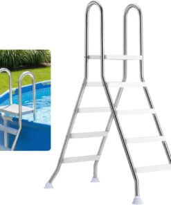 VEVOR Above Ground Pool Ladder, Stainless Steel A-Frame Swimming Pool Stairs for 49.2 in High Wall, 300 lbs Capacity Heavy Duty Entry/Exit Steps with Secure Non-Slip 3 Steps and Platform, Silver