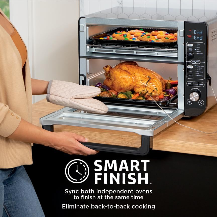 Ninja DCT451 12-in-1 Smart Double Oven with FlexDoor, Thermometer, FlavorSeal, Smart Finish, Rapid Top Convection and Air Fry Bottom , Stainless Steel Ninja DCT451 12-in-1 Smart Double Oven with FlexDoor, Thermometer, FlavorSeal, Smart Finish, Rapid Top Convection and Air Fry Bottom , Stainless Steel - Image 5