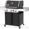 Weber Genesis E-325 Liquid Propane Gas Grill for Outdoor Cooking, 3 Burners, Black – Porcelain-Enameled, Cast-Iron Grates, PureBlu Burners & Sear Zone