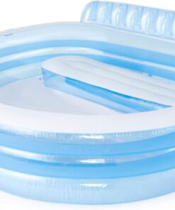 INTEX Swim Center Inflatable Family Lounge Pool: Built-In Bench – Cup Holder – 156 Gallon Capacity – 90" x 86" x 31" – Blue