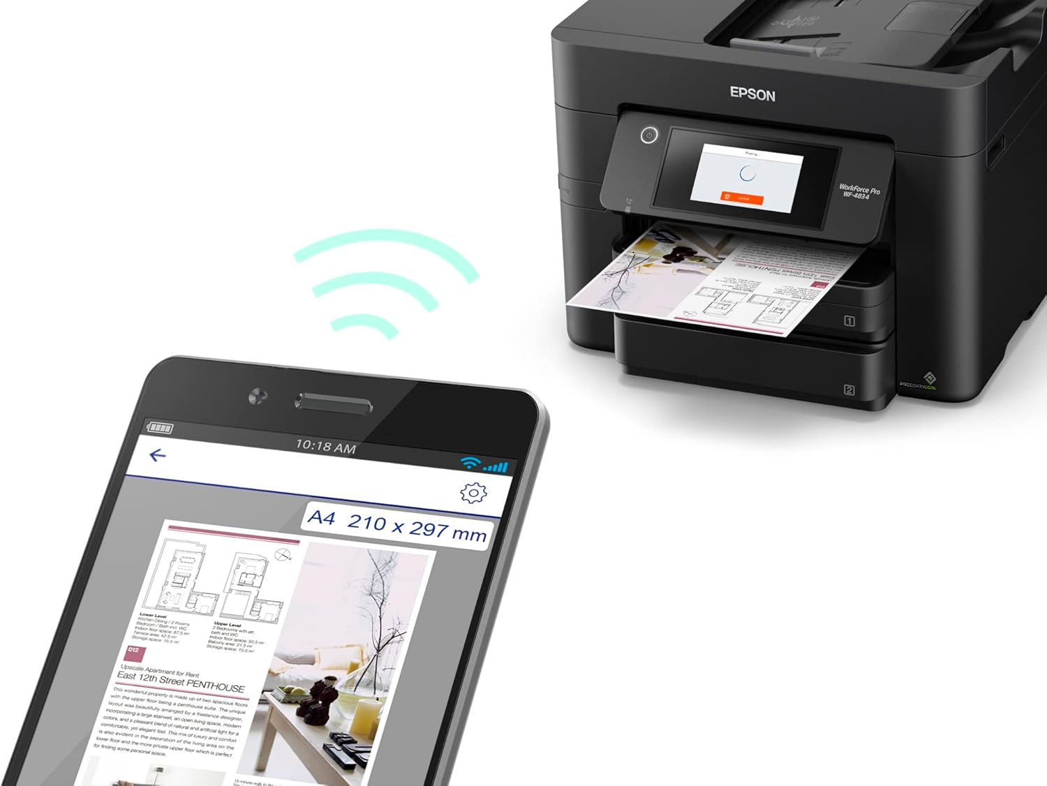 61lkNL8foYL._AC_SL1500_.jpg Epson Workforce Pro WF-4834 Wireless All-in-One Printer with Auto 2-Sided Print Copy, Scan and Fax, 50-Page ADF, 500-sheet Paper Capacity, 4.3" Color Touchscreen
