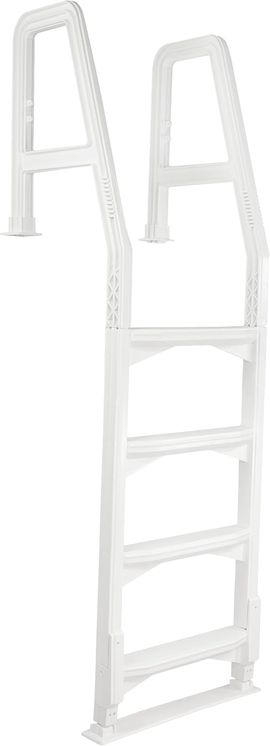 Aqua Select Heavy-Duty in-Pool Ladder | White w/Squared Handles | Supports 300 Pounds | Easy-to-Install Design | White W/Squared Handles