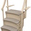 Confer Plastics Curved Drop-in Inground Pool Step 3 Tread Stair Entry System w/ 2 Handrails & Adjustable Mounting Brackets - Base Step, Grey Treads Confer Plastics Curved Drop-in Inground Pool Step 3 Tread Stair Entry System w/ 2 Handrails & Adjustable Mounting Brackets - Base Step, Grey Treads