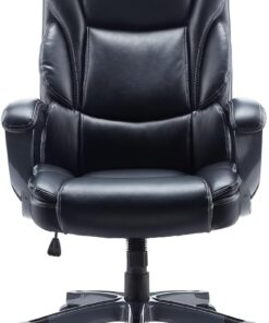 Staples Mcallum Ergonomic Manager & Executive Office Chair, Task Desk Swivel Chair with Wheels, Adjustable Height, Bonded Leather, Black